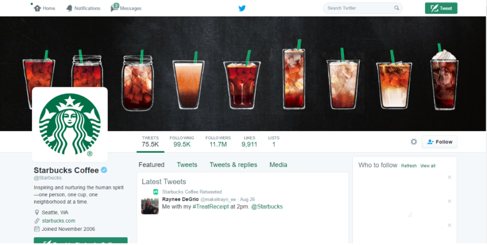 starbucks Twitter page