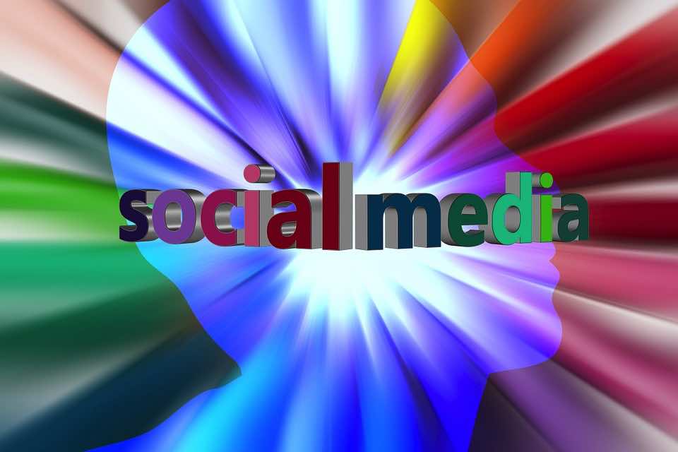Social media platforms man rainbow colors