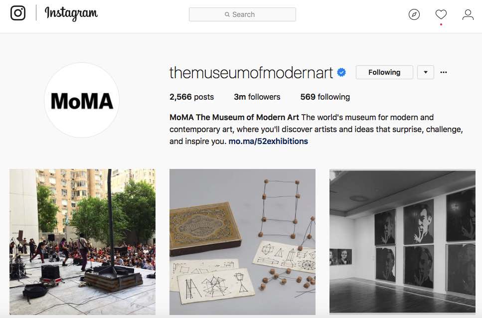 Jo da letvægt Derfor Instagram Moma Screenshot Musem of Modern Art - Growth Hackers