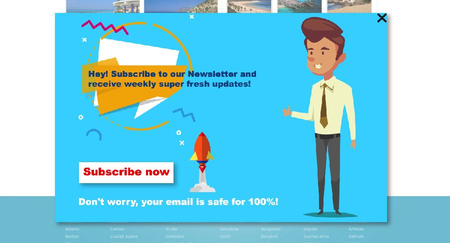 Newsletter subscription Security Popup