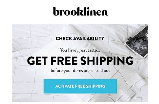 Brooklinen Free Shipping Landing Page
