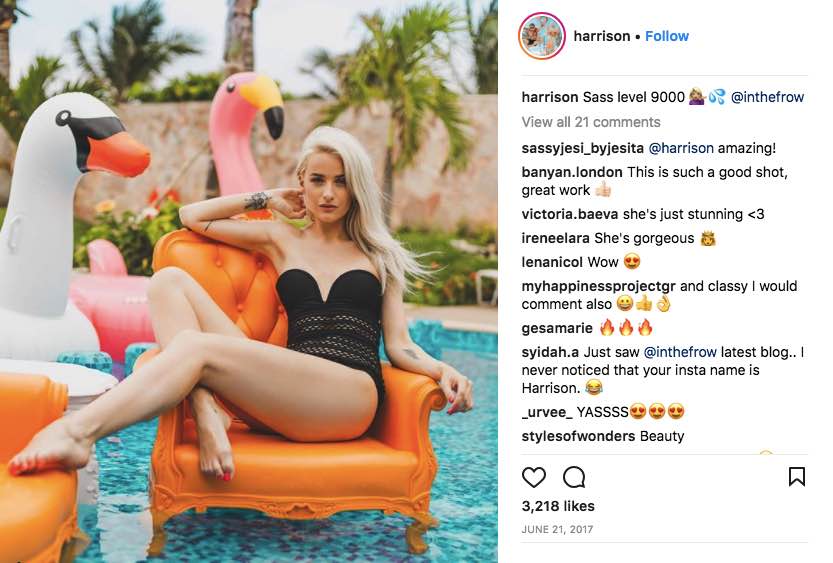 Influencer Marketing Instagram Campaign Blonde Woman Swimming Pool