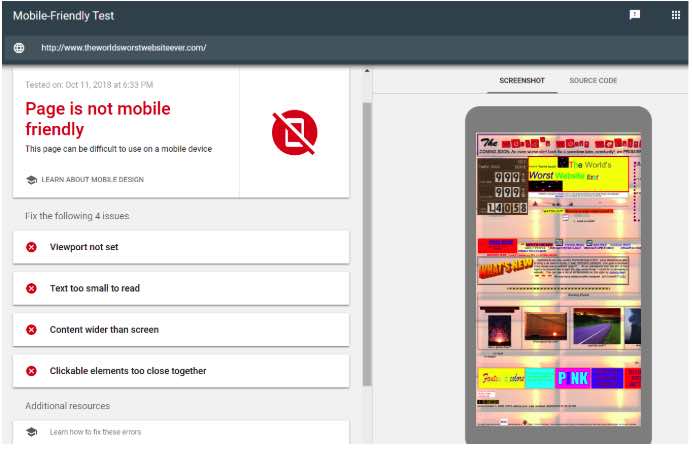 Mobile Friendly Google Insights Test