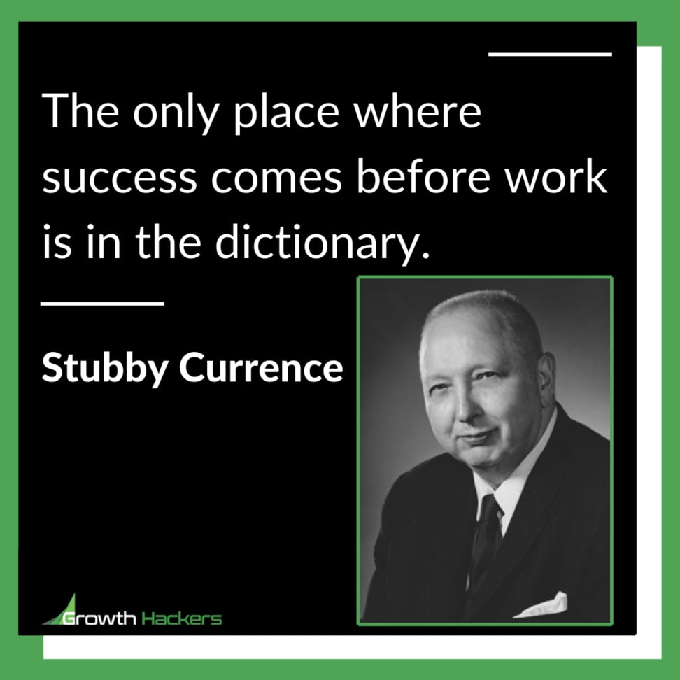 The only place where success comes before work is in the dictionary. Stubby Currence Successful Quotes Business Entrepreneur Quote