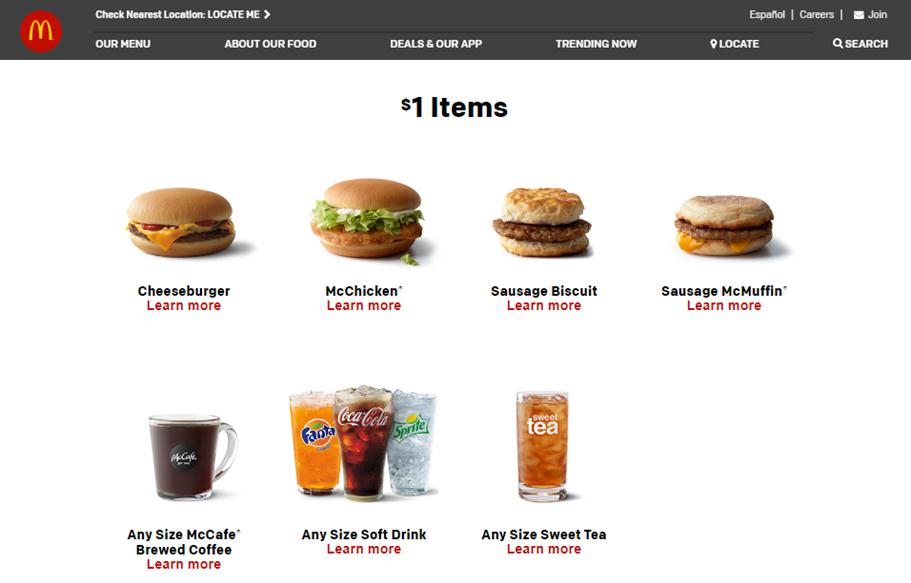 McDonald’s US Menu