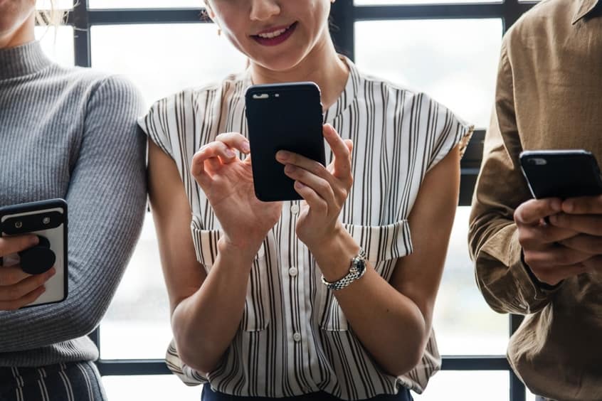 Woman Smiling Social Media Mobile Phone SmartPhone