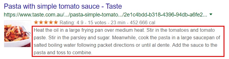 Meta Description Example Snippet