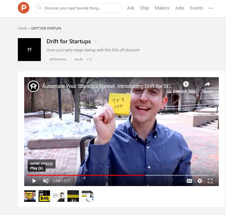 Youtube Video Drift for Startups CRM