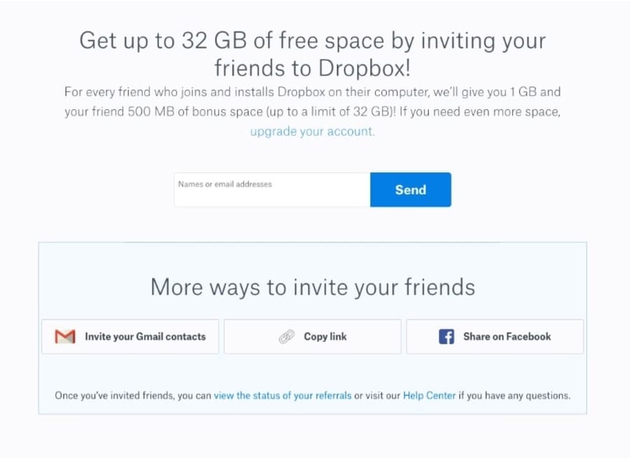 Encourage Referrals Referral Marketing DropBox