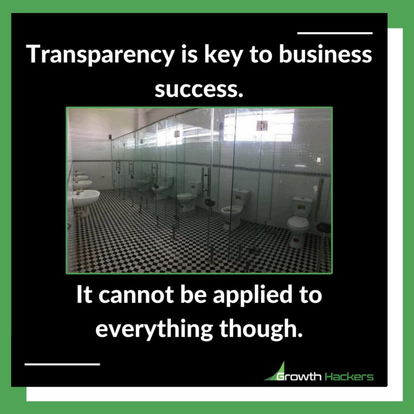 Transparency is key to business success. It cannot be applied to everything though.