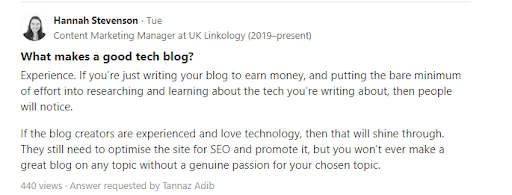 answer on Quora to optimise content marketing strategy