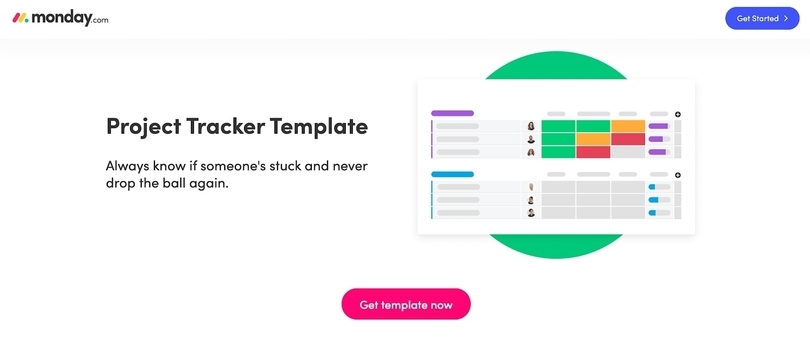 Monday.com project tracker template to drive prospects to the purchase decision