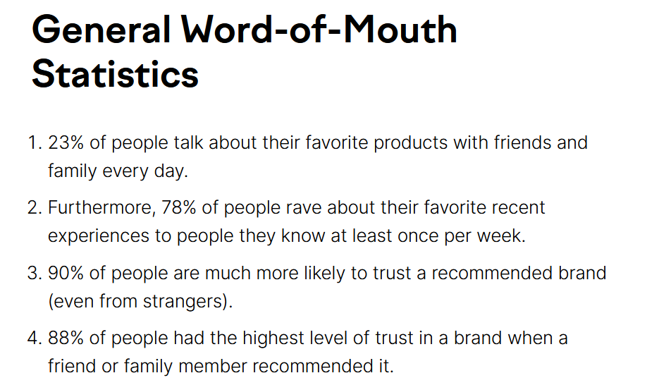 General Word of Mouth (WOM) Statistics