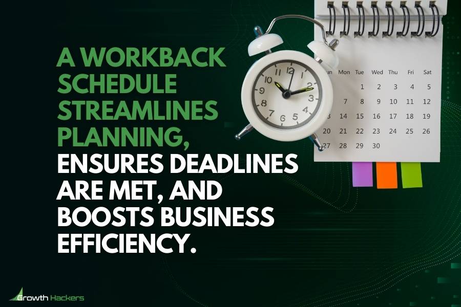 A workback schedule streamlines planning ensures deadlines are met and boosts business efficiency