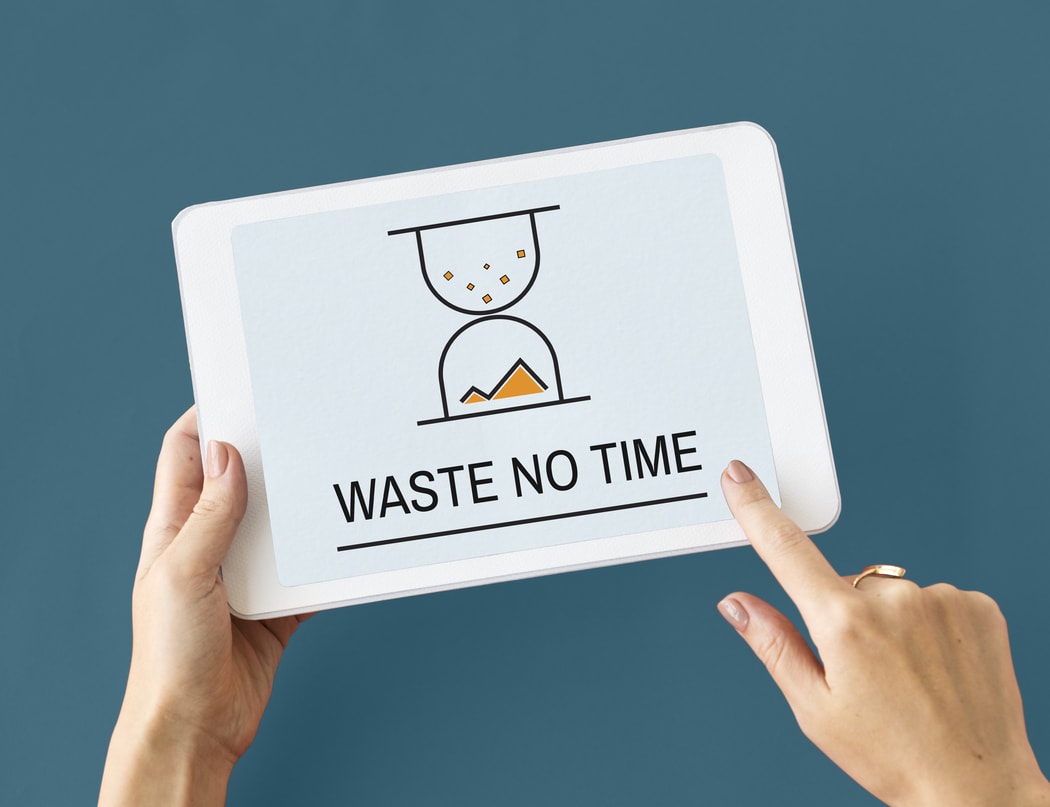 Waste No Time Hourglass productive productivity outsourcing