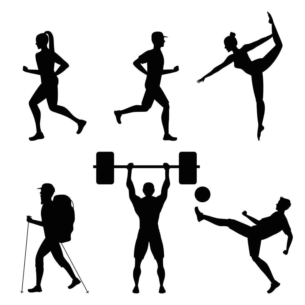 Encourage Physical Activity Sport Silhouettes Shadow