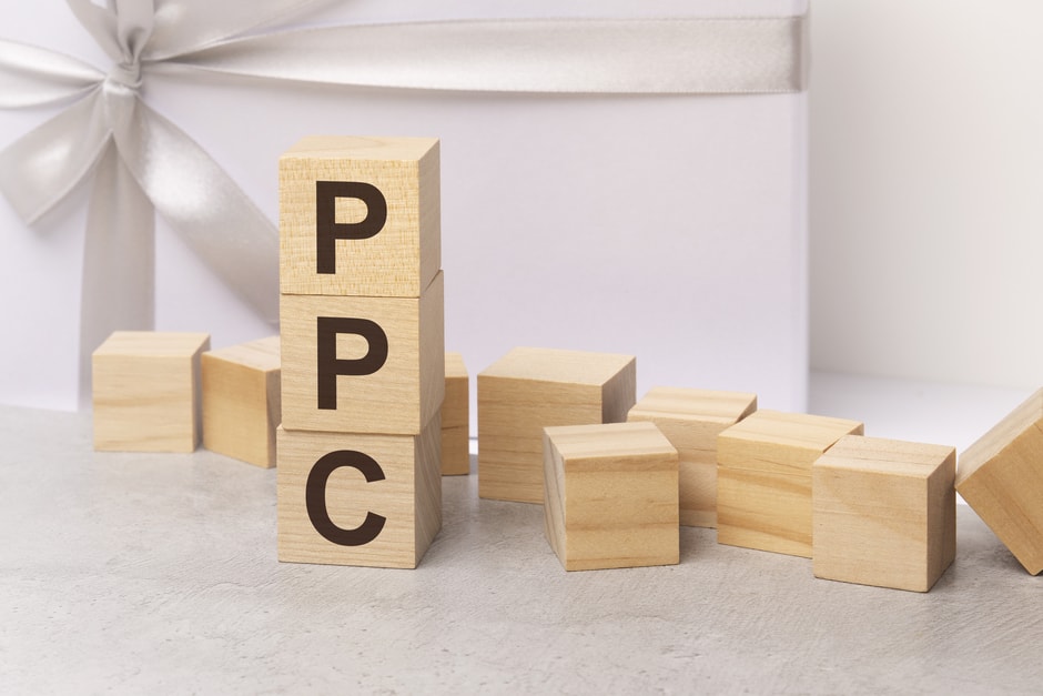PPC Pay Per Click Marketing Advertising Wooden Letters Blocks