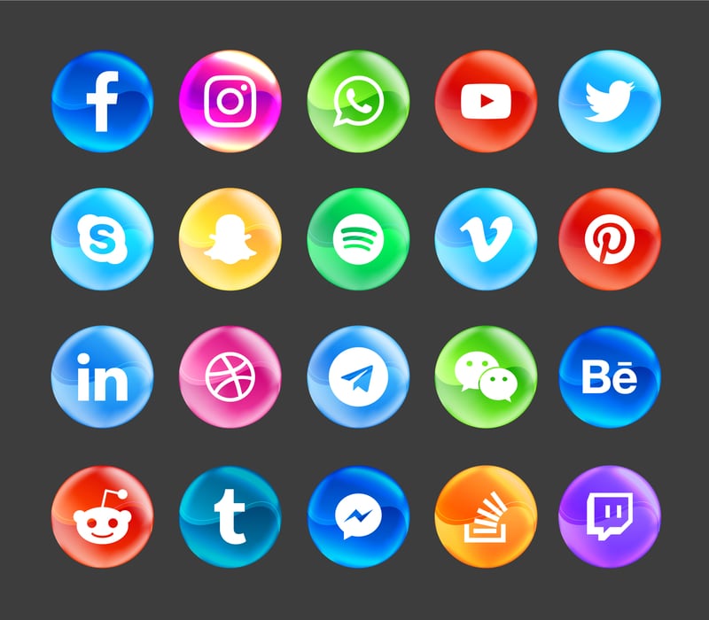 Social Media Icons Logos Facebook Instagram YouTube SnapChat Pinterest TikTok
