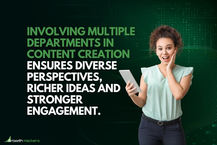 Involving multiple departments in content creation ensures diverse perspectives richer ideas and stronger engagement