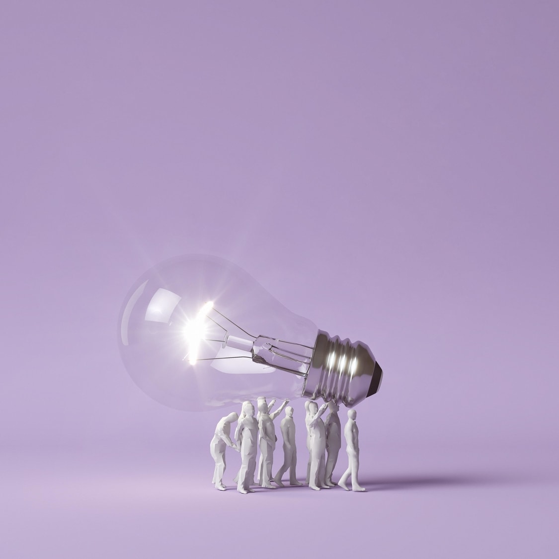 Lightbulb Human Figurines Carrying Idea Ideation 3D