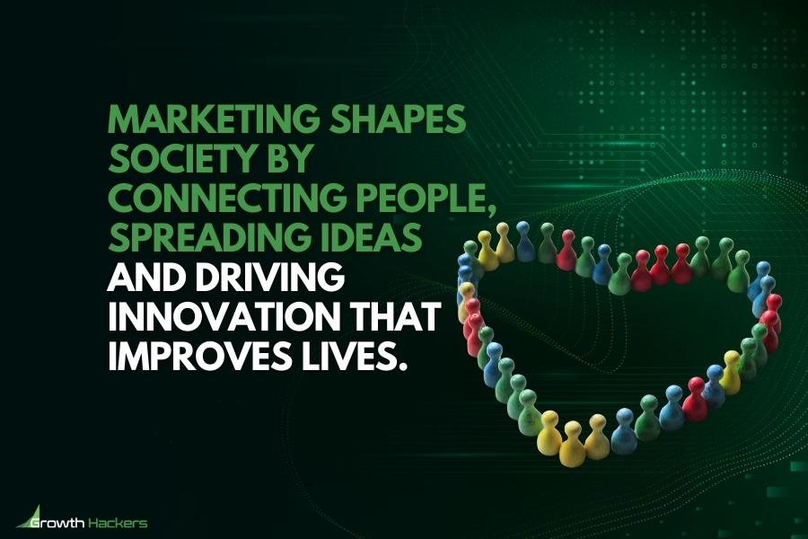 Marketing shapes society by connecting people spreading ideas and driving innovation that improves lives