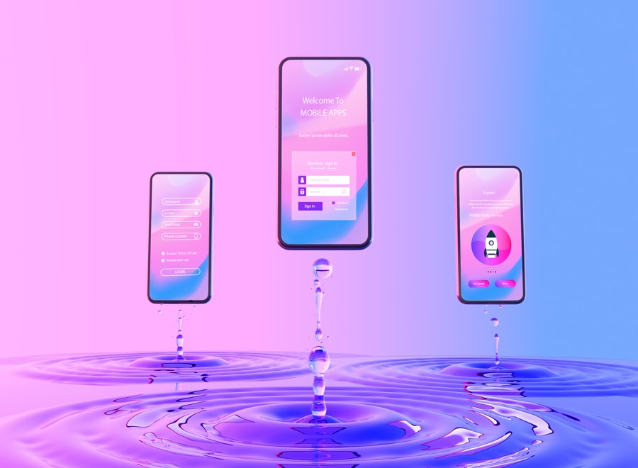 Mobile Apps Smartphones Water Pint Purple