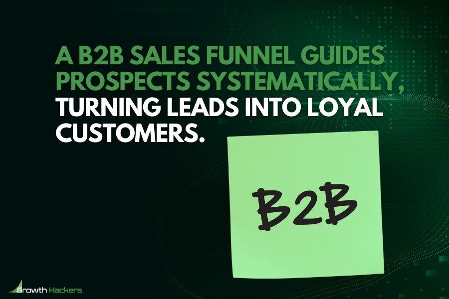 A B2B sales funnel guides prospects systematically turning leads into loyal customers