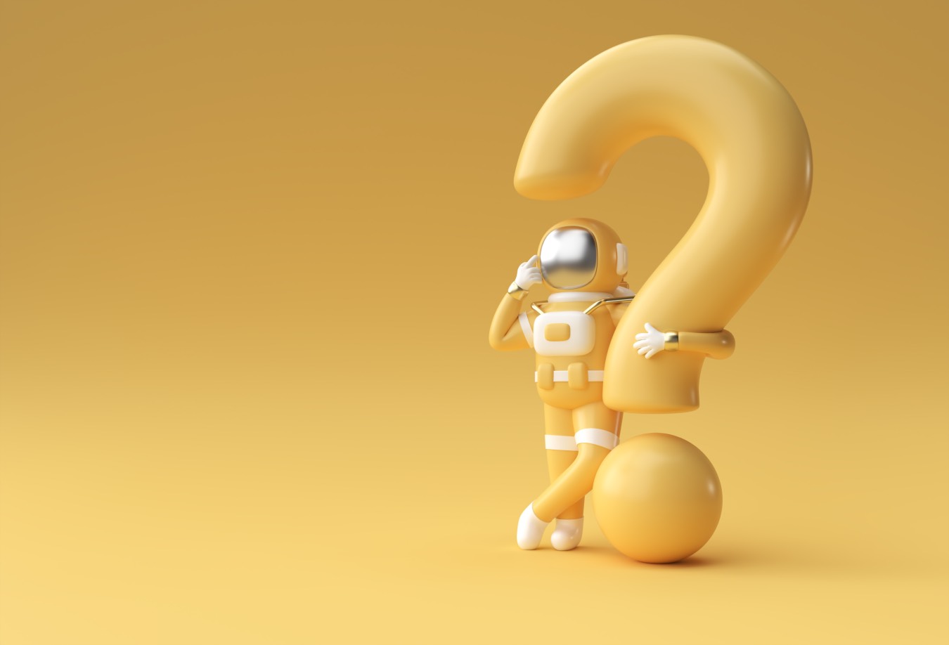 Asking Questions Question Mark 3D Yellow Astronaut