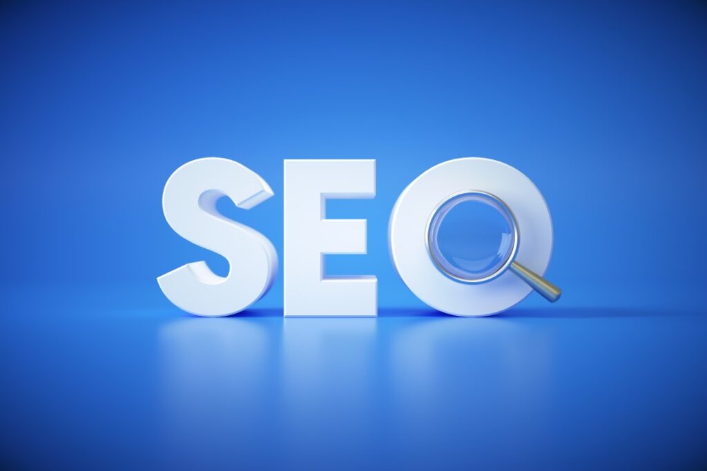 B2B SEO Strategy Search Engine Optimization Blue Magnifyer