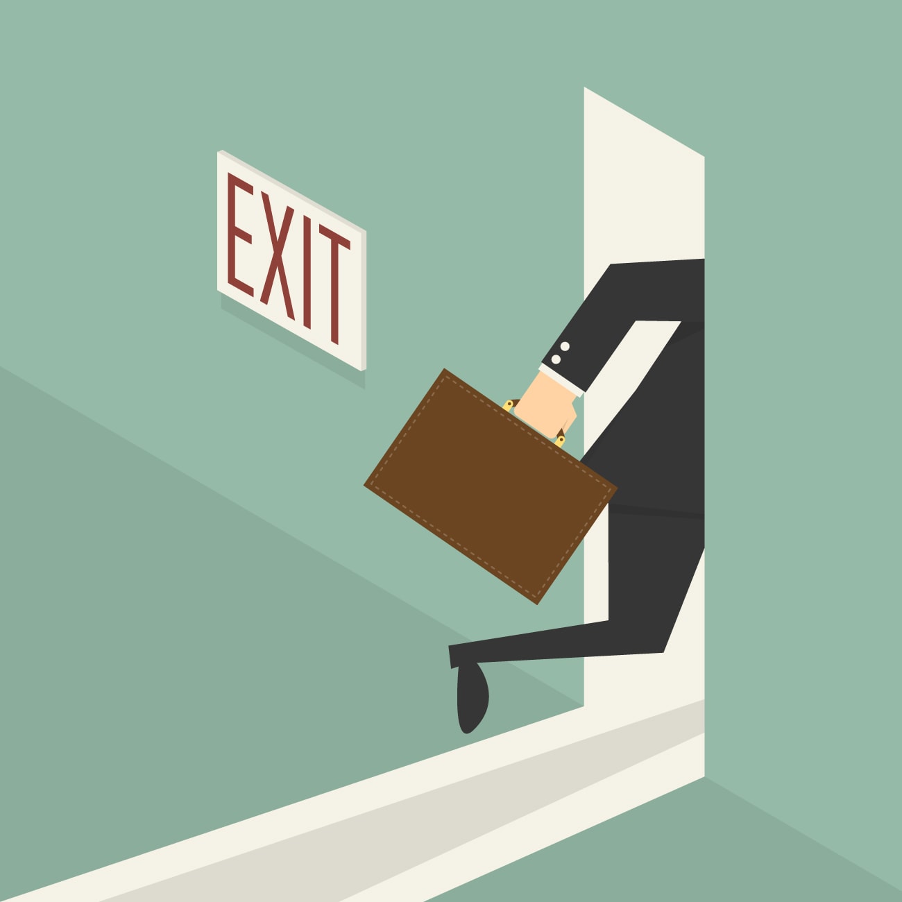 Businessman Walk Away Exit Door