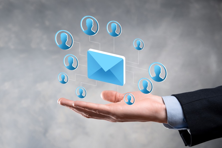 Email Marketing Connecting People Humans Hand