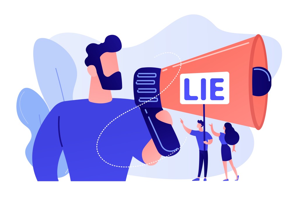 Lie Businessman Megaphone False Promises Lies Fake