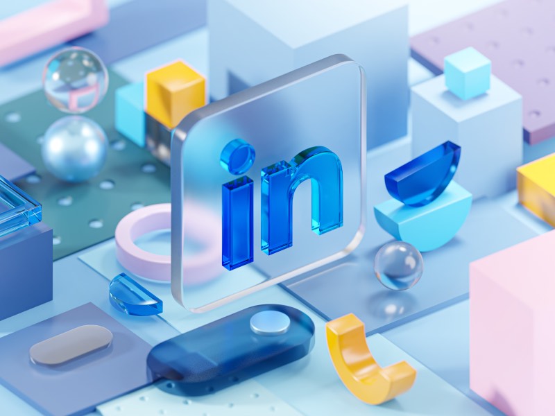 LinkedIn 3D Glass Logo B2B Social Media Marketing