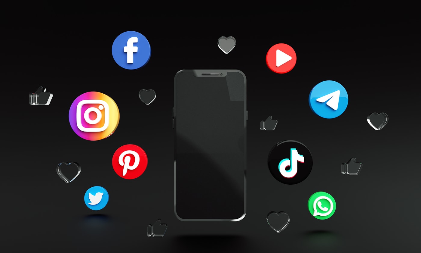 Social Media Apps Applications Icons Logo Dark Smartphone