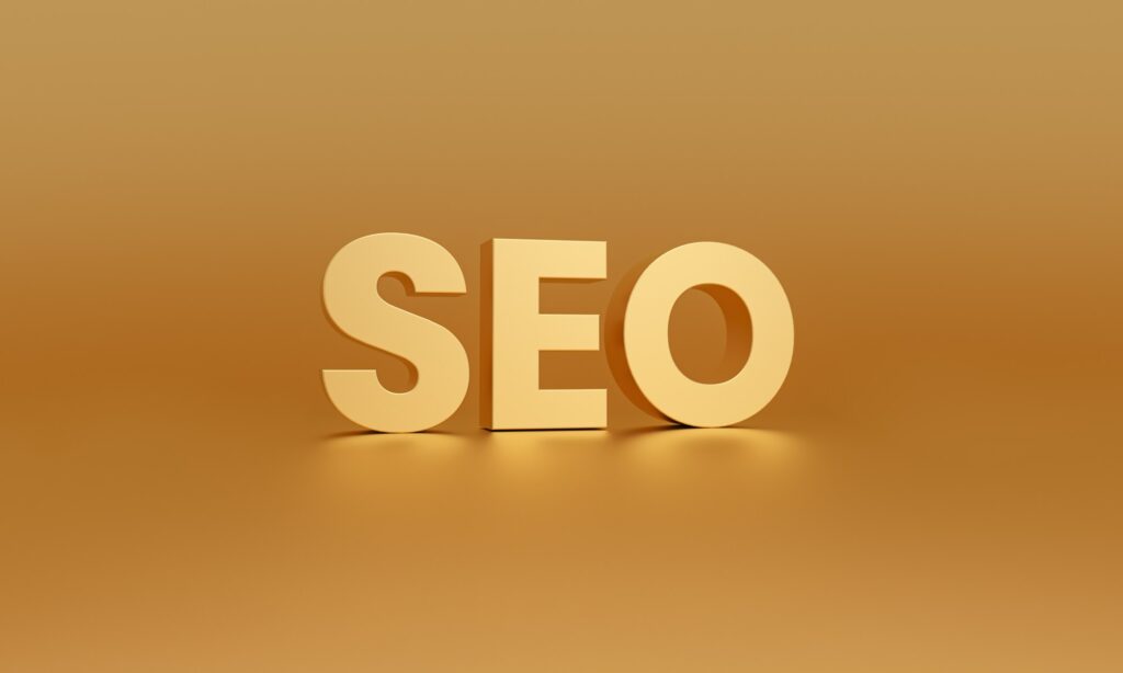SEO Search Engine Optimization Gold Golden 3D Keywords