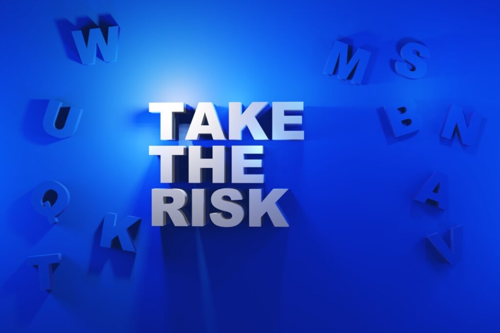 Take the Risk Risks Taking Takers 3D Letters Rendering