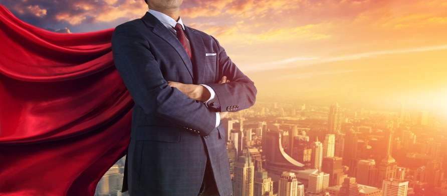 Businessman Define Success Superhero Leader