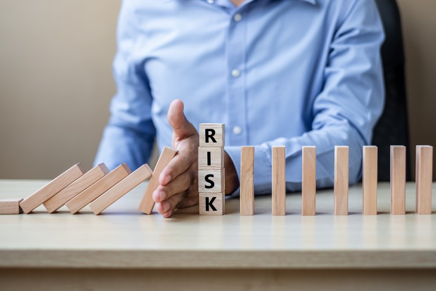 Calculated Risks Risk Taking Businessman Wooden Blocks