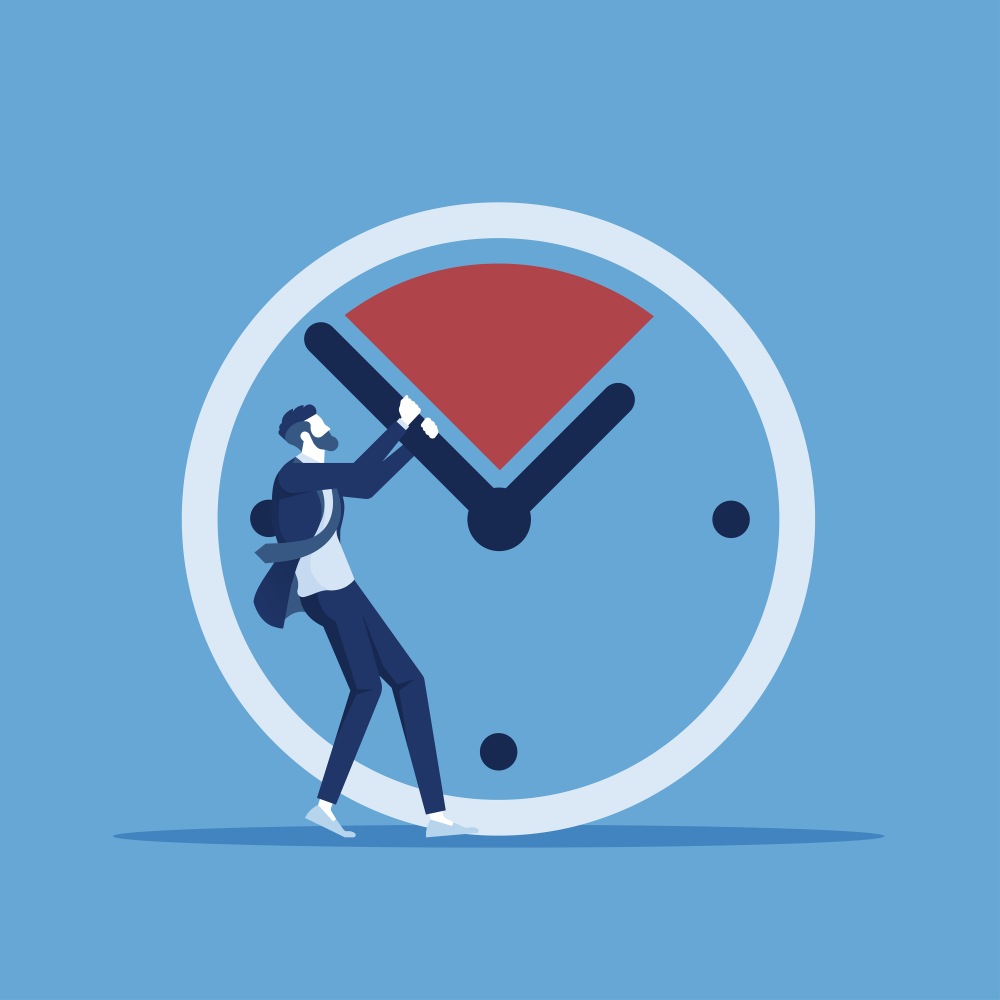 Save Time Businessman Pulling Clock