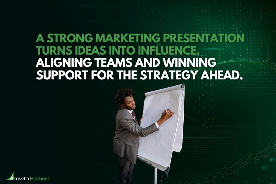 A strong marketing presentation turns ideas into influence aligning teams and winning support for the strategy ahead