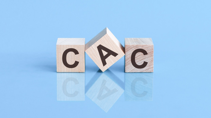 CAC Customer Acquisition Cost Wooden Blocks Letters Blue