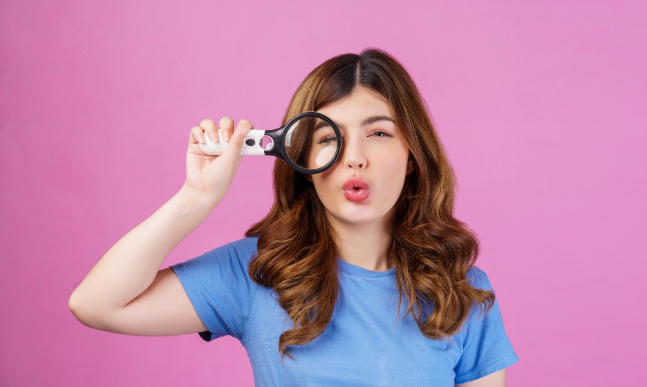 Google Yourself Woman Glass Magnifier Search