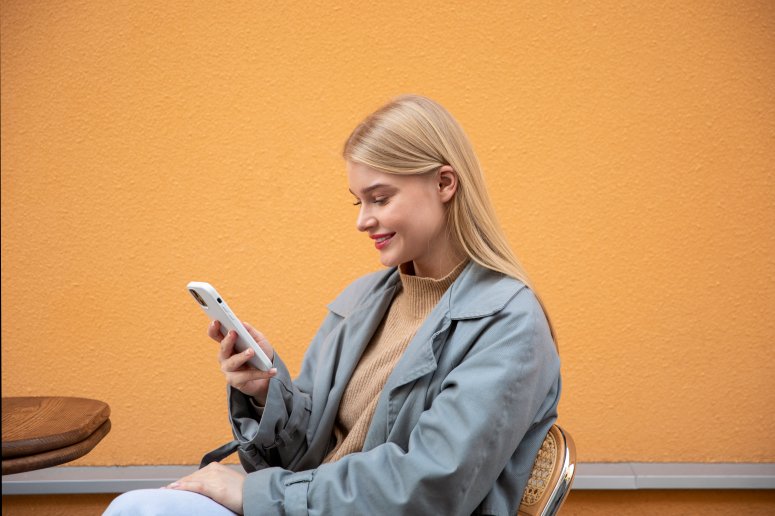 Mobile Friendly Woman Using Scrolling Smartphone Responsive