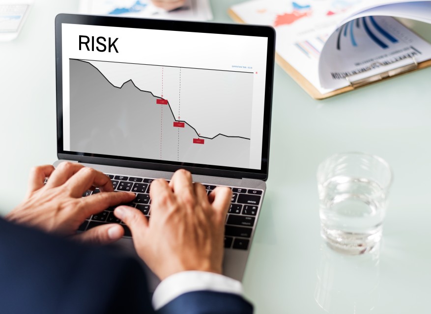 Monitor Risk Management Plan Graph Man Laptop