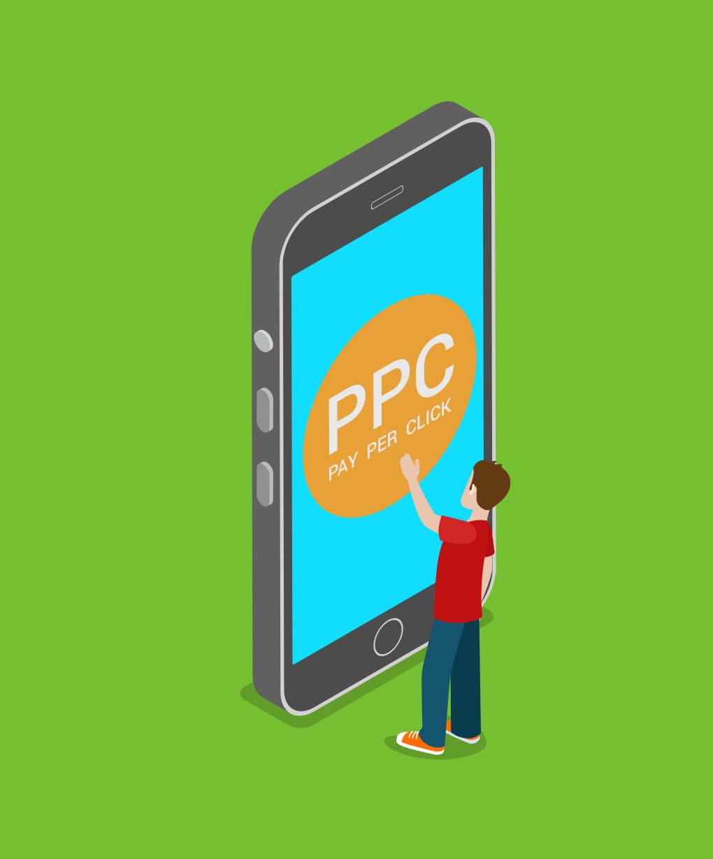 PPC Pay per Click Man Smartphone