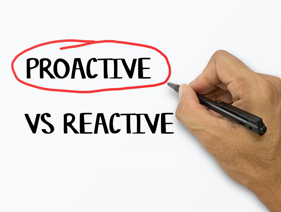 Proactive vs Reactive Marketing Handwriting Circle
