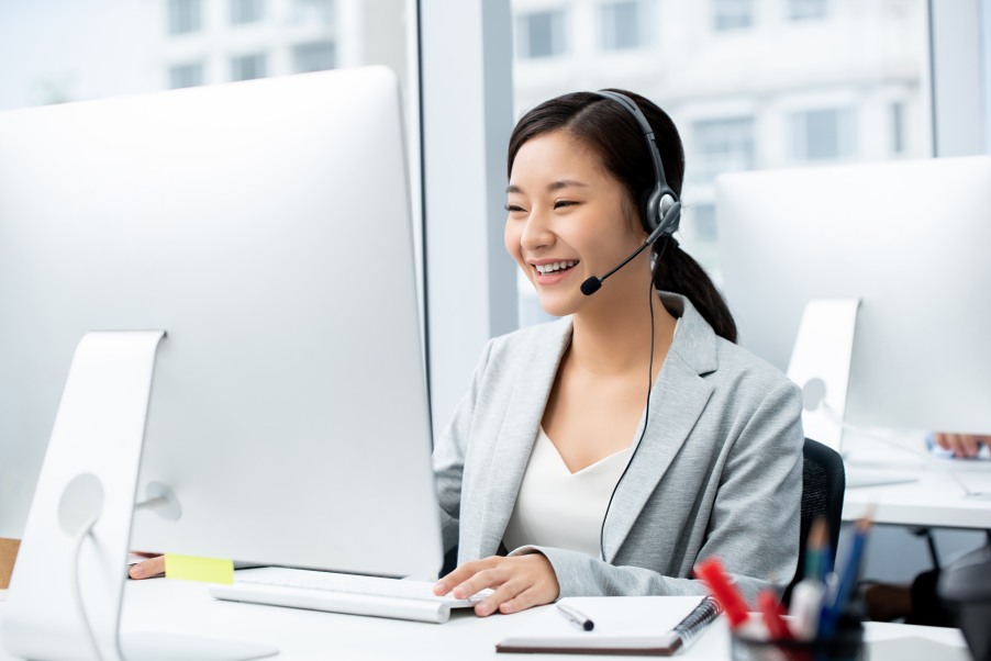 Real Time Call Monitoring Woman Female Customer Support Center