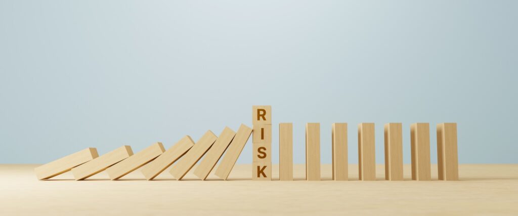 Reduced Risk Management Dominos Wooden Blocks Risks