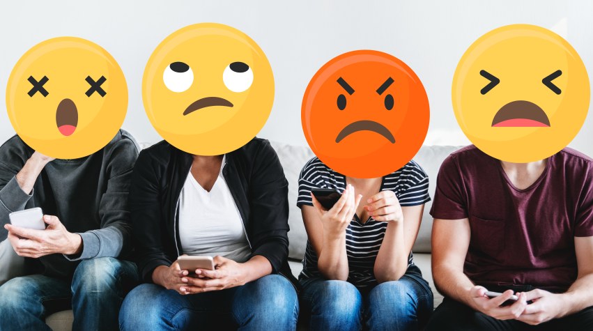 Social Media Negative Comments Angry Emojis People Faces