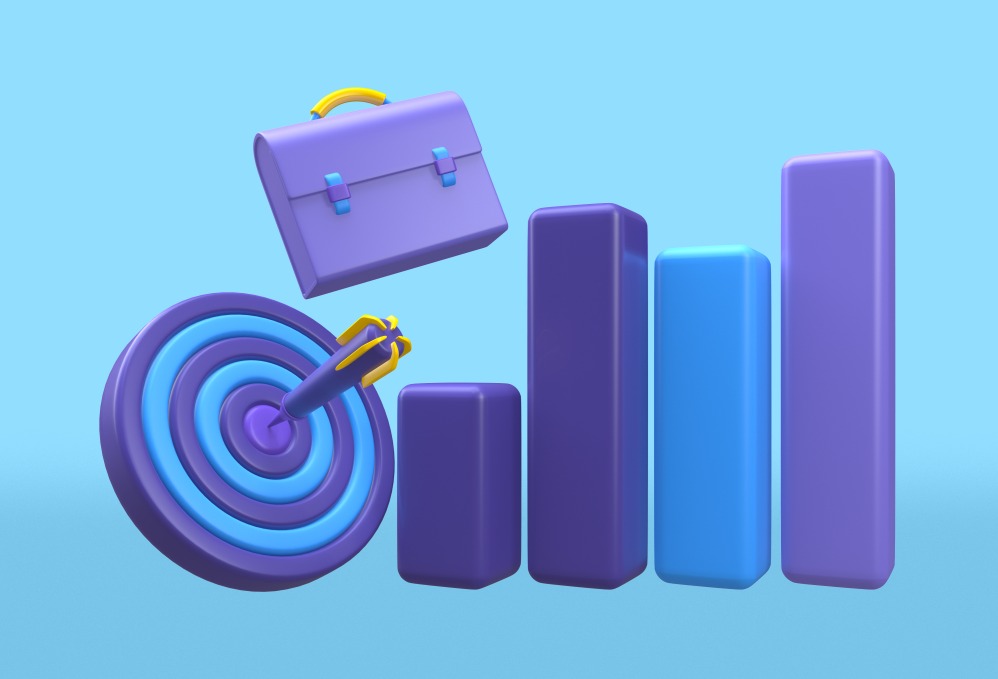 Achieve Goals Taget Arrow Hit Center Graph Growth Briefcase 3d Render